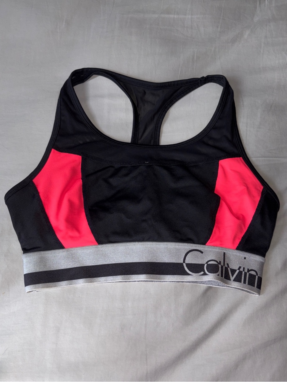 Calvin Klein Black Sports Bra with Hot Pink Panels